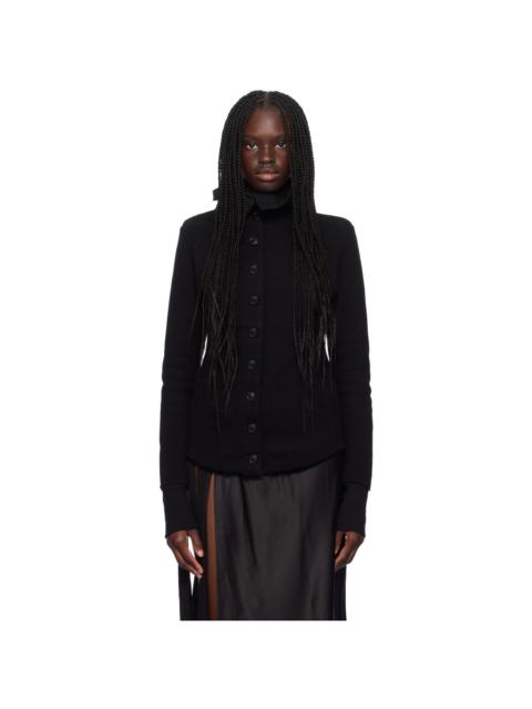 Yohji Yamamoto Black R-Back Side Button Turtleneck