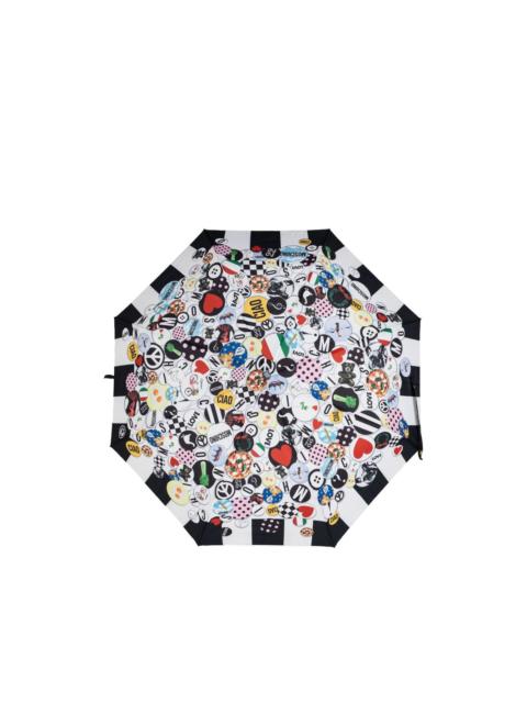 Moschino patterned-border printed umbrella