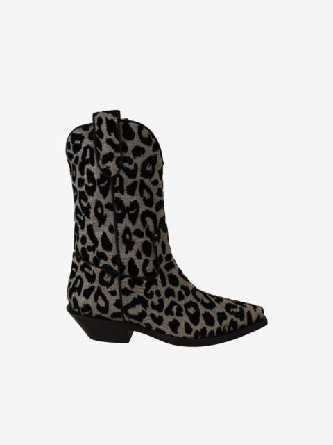 Dolce & Gabbana leopard-print glitter-embellished boots