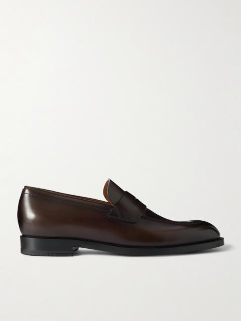 ZEGNA New Classic Flex Glossed-Leather Penny Loafers