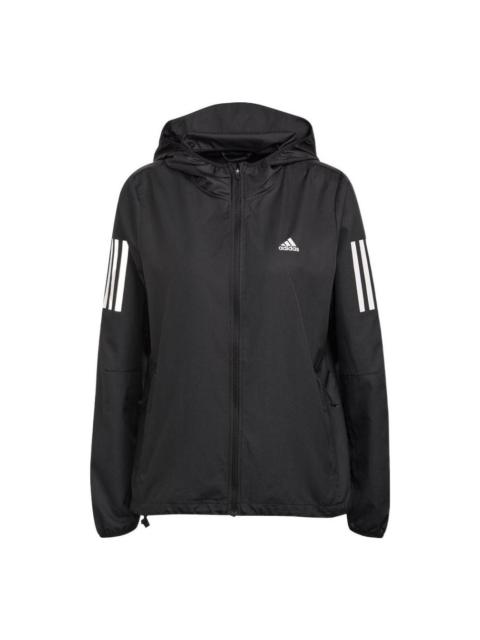 (WMNS) adidas Own the Run Hooded Running Windbreaker 'Black' H59271