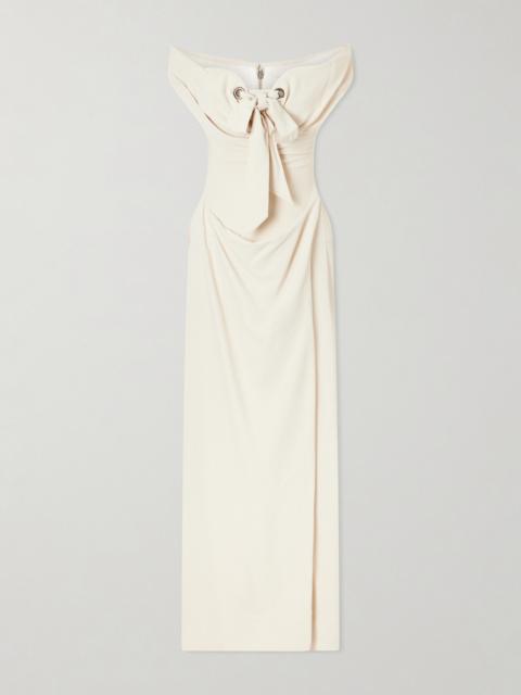 Vivienne Westwood Iwona Off-the-shoulder Bow-detailed Draped Cady Gown