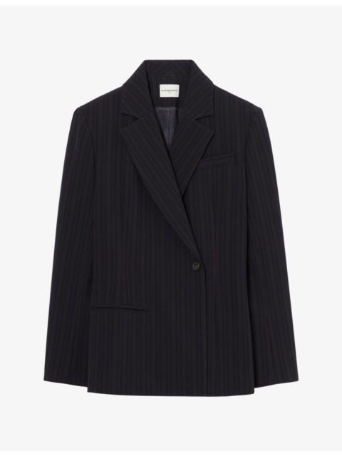 Claudie Pierlot Striped Tailored-Collar Stretch-Woven Jacket