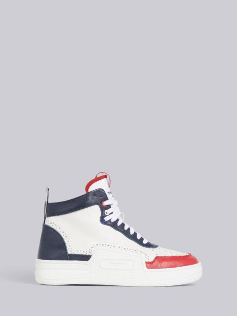 Thom Browne Tricolor Pebbled Calfskin Basketball High-top Trainer