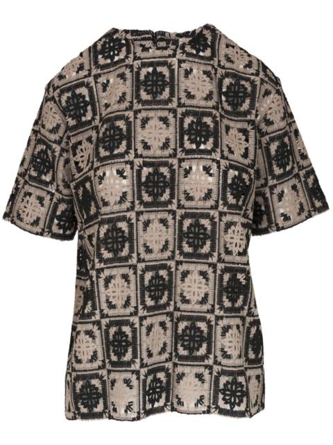La DoubleJ macramÃ© short-sleeve blouse