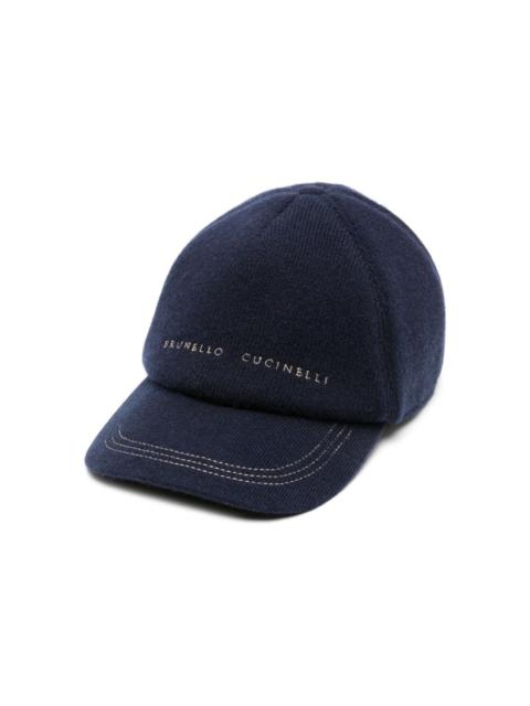logo-embroidered cashmere cap