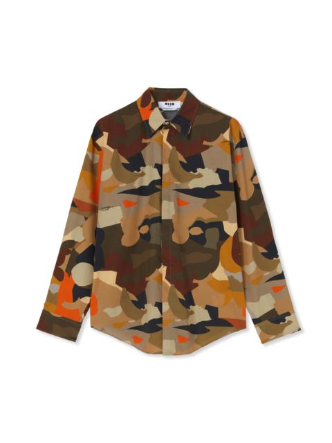 MSGM Poplin shirt with "geo camo" print