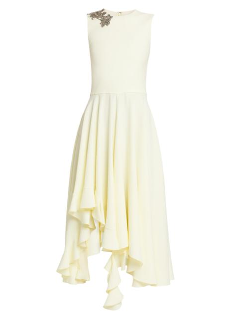 Alexander McQueen Women's Day Shoulder-Embellished Asymmetric Midi-Dress - Pear