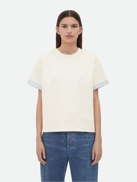 Double Layer Cotton Check T-Shirt