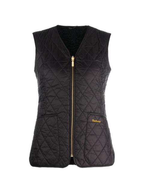 logo-embroidered quilted reversible gilet