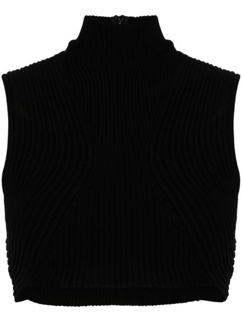 Chloé Black Ribbed-Knit Wool Top