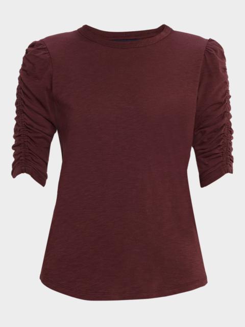 VERONICA BEARD Waldorf Ruched-Sleeve Tee