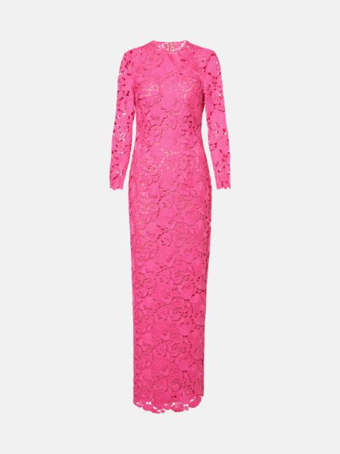 Oscar de la Renta Floral asymmetric guipure gown