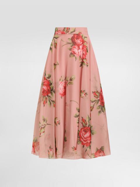 Dolce & Gabbana Rose bouquet-print chiffon circle skirt