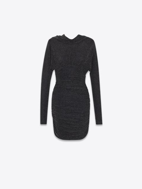 cowl back dress in lurex jersey