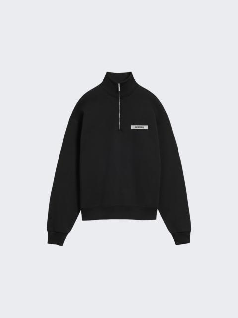 JACQUEMUS The Gros Grain Zipped Roll Neck Sweatshirt Black
