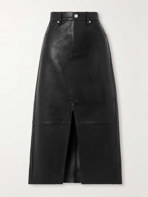 FRAME Leather midi skirt