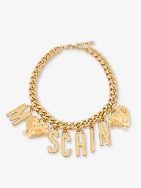 Moschino BIKER HEART NECKLACE WITH LETTERING