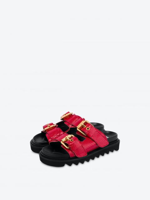 Moschino PYTHON PRINT CALFSKIN SANDALS WITH BUCKLES