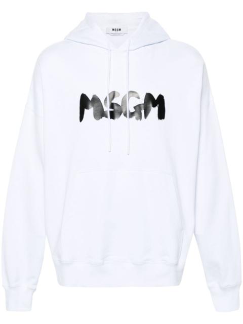MSGM logo-print cotton hoodie