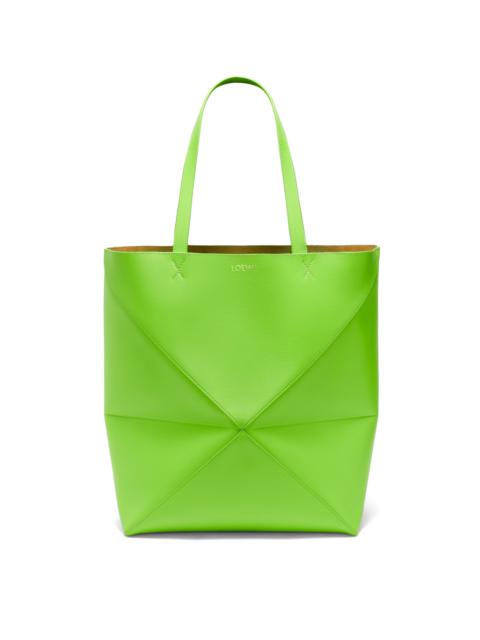 XL Puzzle Fold Tote in shiny calfskin