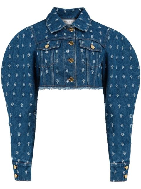 NINA RICCI distressed-effect cropped denim jacket