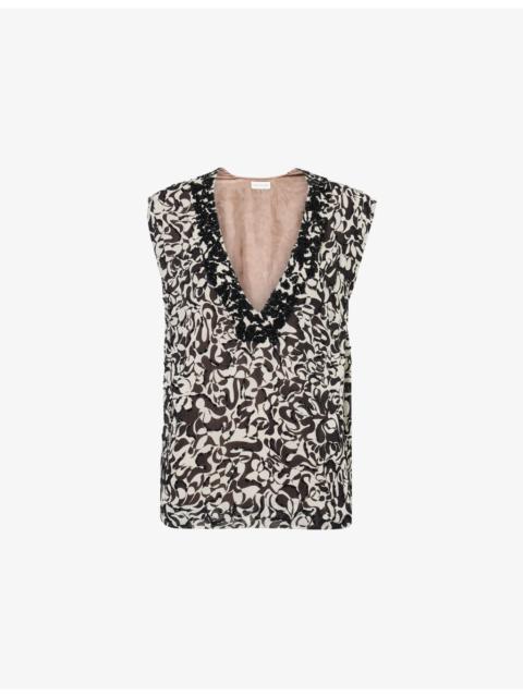 Dries Van Noten Embellished Sleeveless Woven Top
