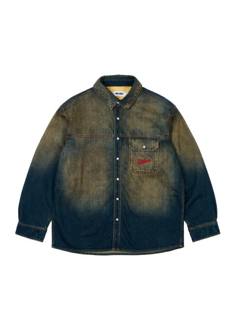 PALACE SCRIPTY DENIM SHIRT SAND WASH INDIGO