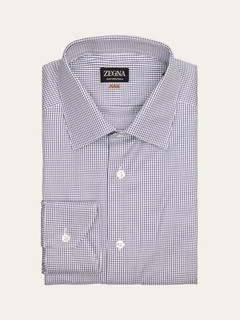 ZEGNA Men's Centoventimila Cotton Micro-Check Dress Shirt