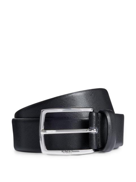 BOSS LEATHER BELT WITH SEASONAL EMBOSSING