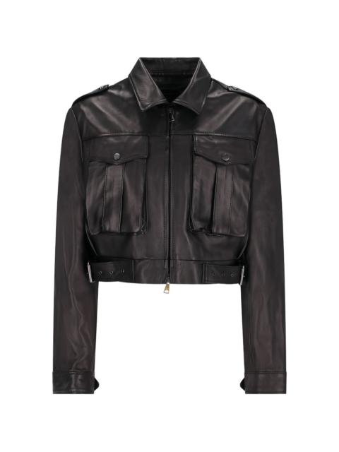 Alessandra Rich zip-up leather jacket