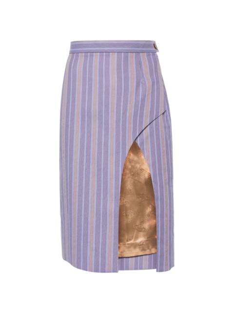 side-slit striped skirt