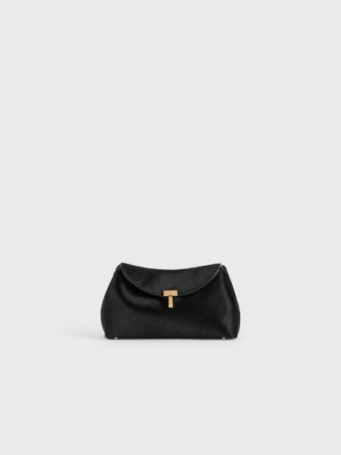 TOTEME Mini T-lock pony hair clutch black