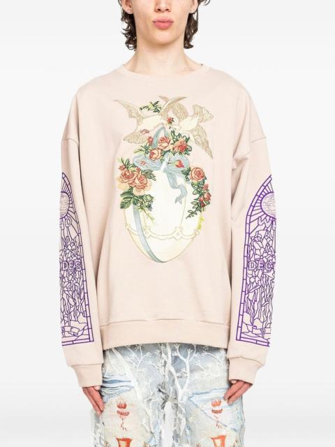 WHO DECIDES WAR embroidered-detail crew-neck sweatshirt