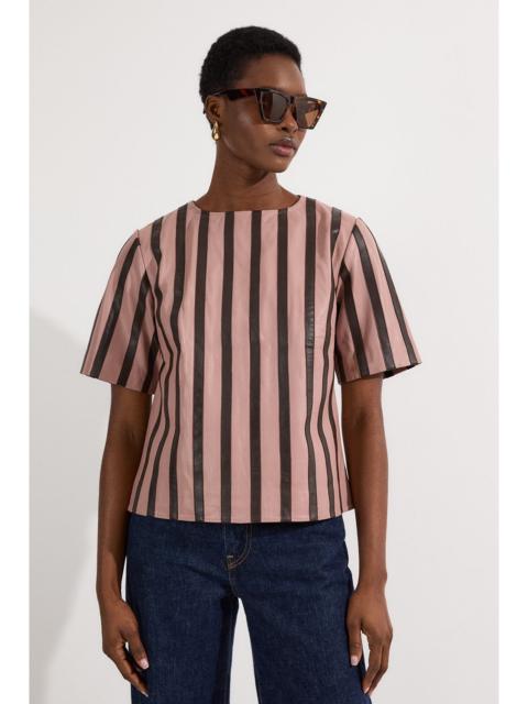 KAREN MILLEN Leather Stripe Mix Top