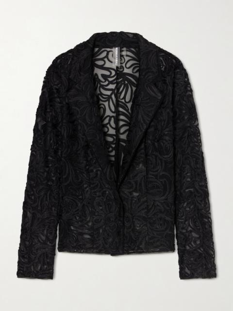 NORMA KAMALI Embroidered Mesh Evening Jacket