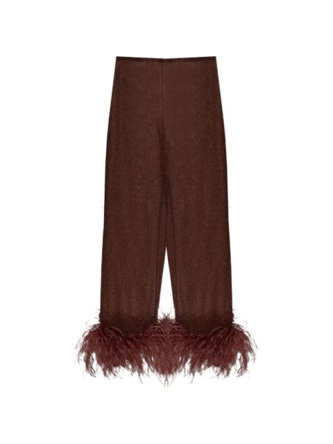 Oséree plumage feather-trim trousers