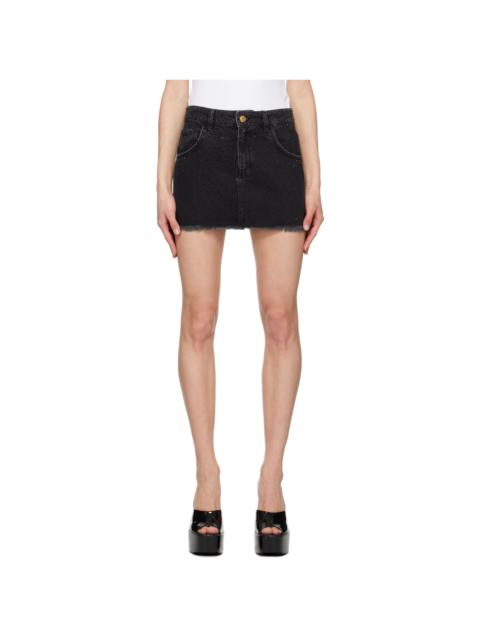 Blumarine Black Embellished Denim Miniskirt