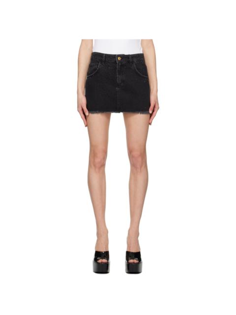 Black Embellished Denim Miniskirt