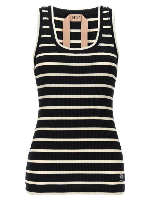 Striped Ribbed Top Tops White/Black