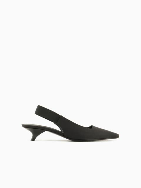 EMPORIO ARMANI Nylon slingback court shoes with square toes