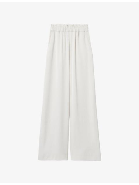 Claudie Pierlot Wide-Leg Side-Pocket Satin Trousers