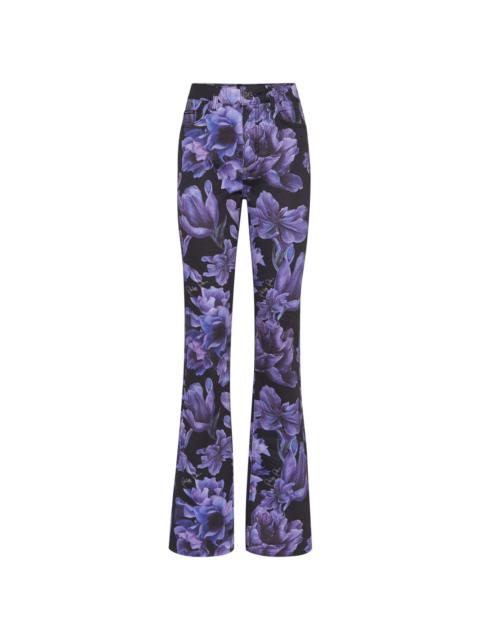 floral-print high-rise bootcut jeans