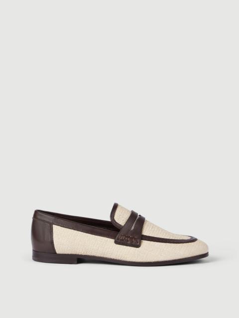 Brunello Cucinelli Techno raffia and leather loafers