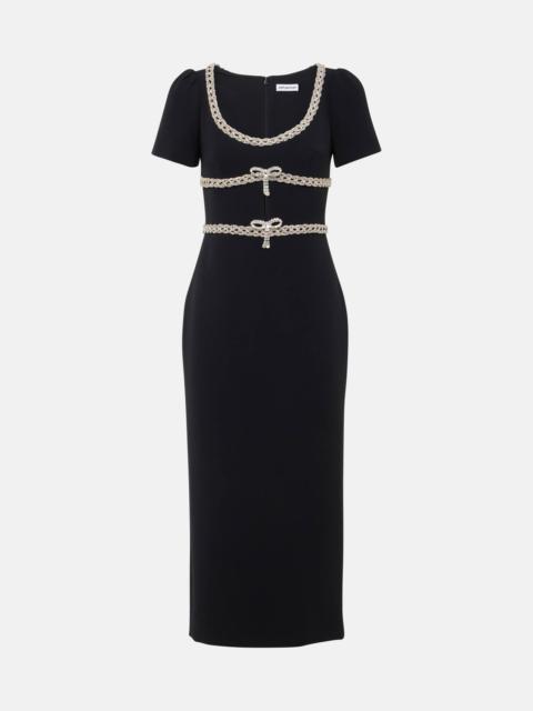 self-portrait Crystal-embellished crêpe midi dress