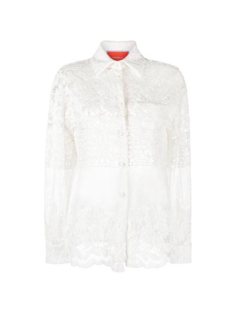 Boy lace-embroidered button-down shirt