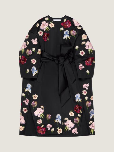 Givenchy COCOON COAT IN SATIN WITH EMBROIDERIES