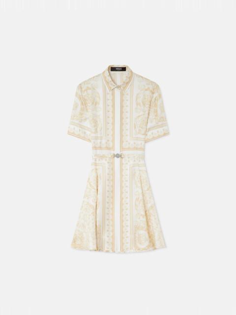 VERSACE Printed Silk Twill Mini Shirt Dress
