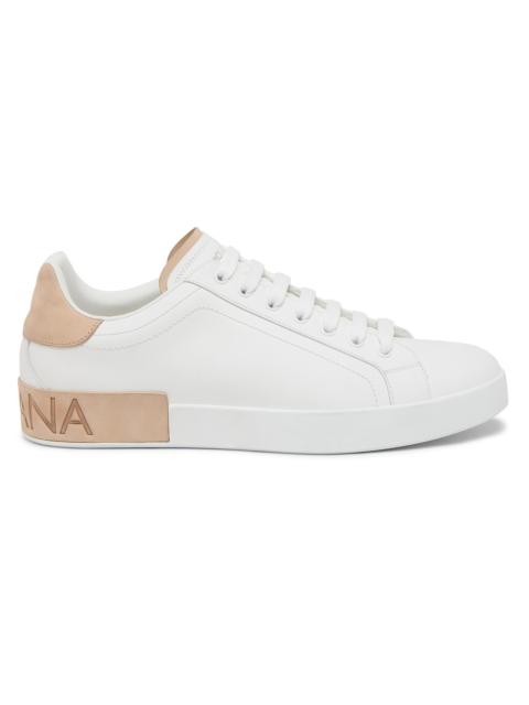 Dolce & Gabbana Men's Portofino Leather Sneakers - White Light Brown