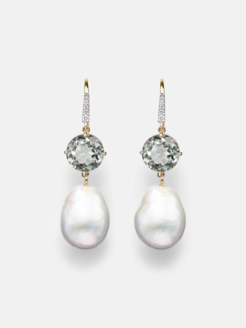 MATEO 14kt gold drop earrings with amethysts, pearls, and diamonds